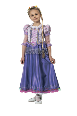 «Принцесса Рапунцель» 7065 комплект (платье, брошь, обруч с косой )
